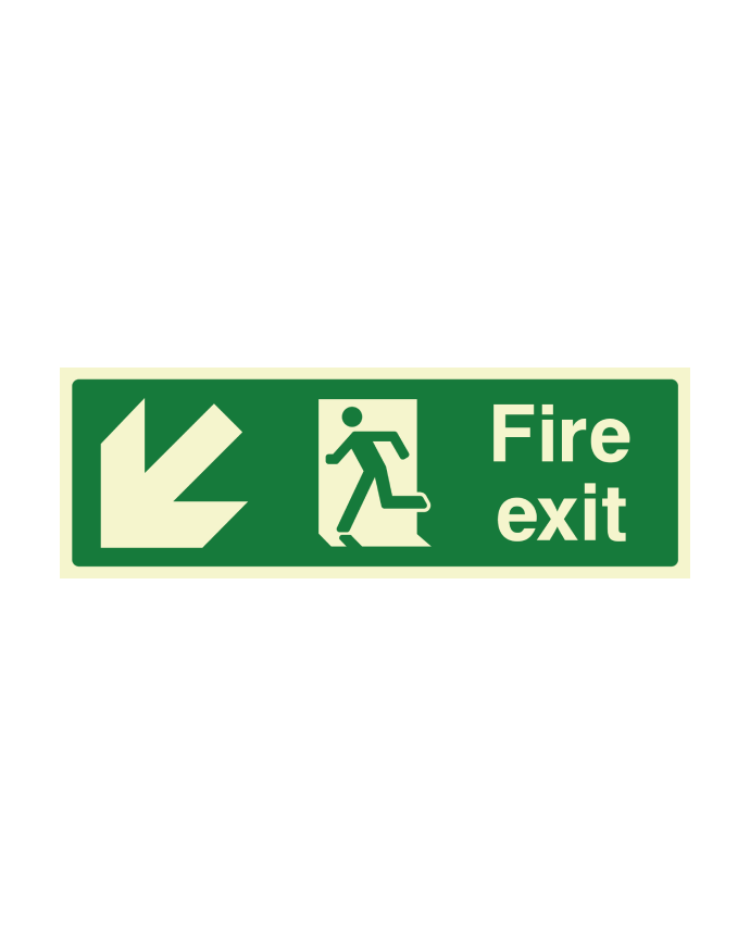 Down Left Direction Fire Exit Sign