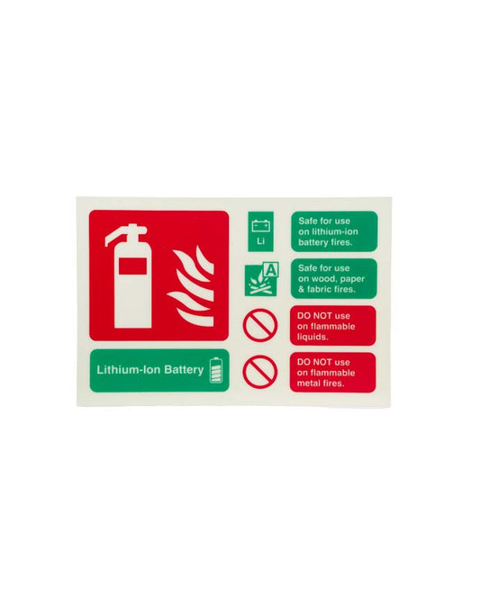 Lithium-Ion Battery Fire Extinguisher Safety Sign Landscape Plastic