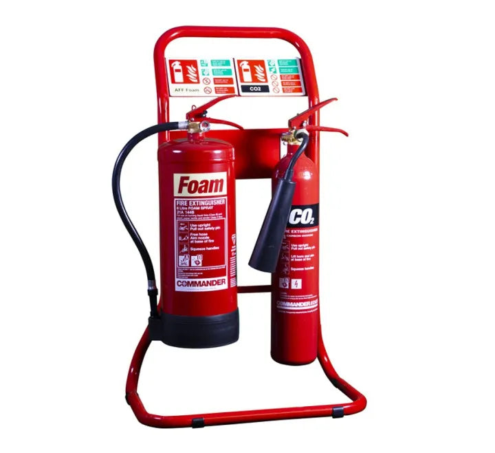 Double Tubular Fire Extinguisher Stand Red