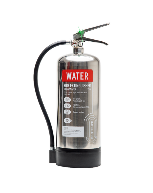 6L Water Fire Extinguisher Stainless Steel Contempo