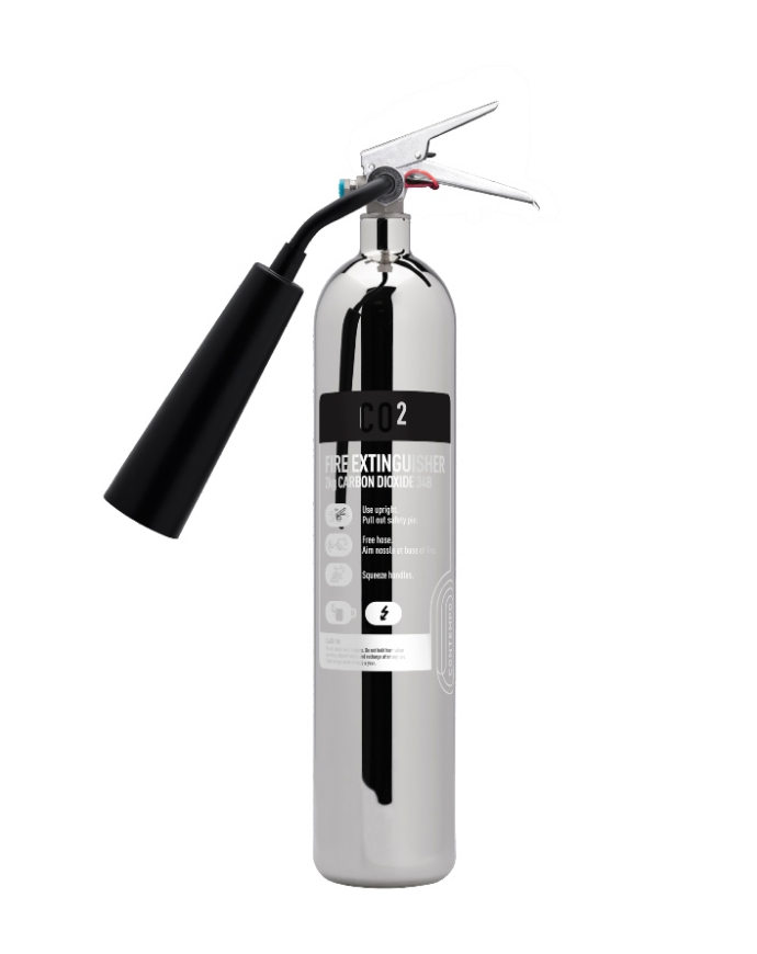 5KG CO2 Fire Extinguisher Stainless Steel Contempo