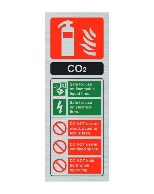Stainless Steel CO2 Fire Extinguisher ID Sign Portrait