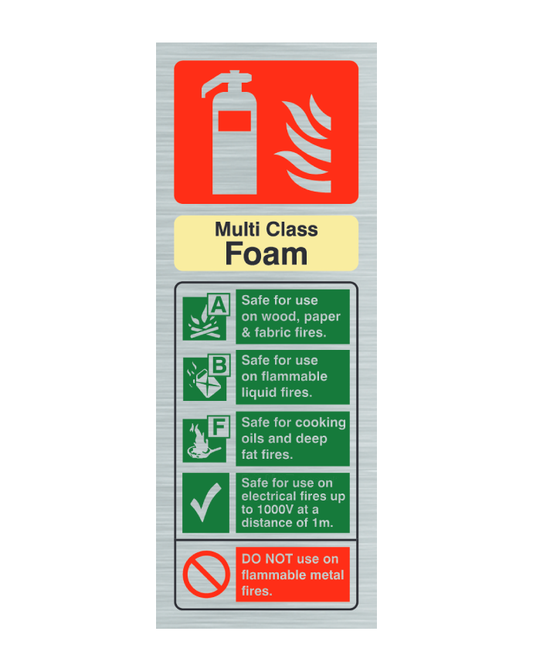 Stainless Steel MultiCHEM Fire Extinguisher ID Sign