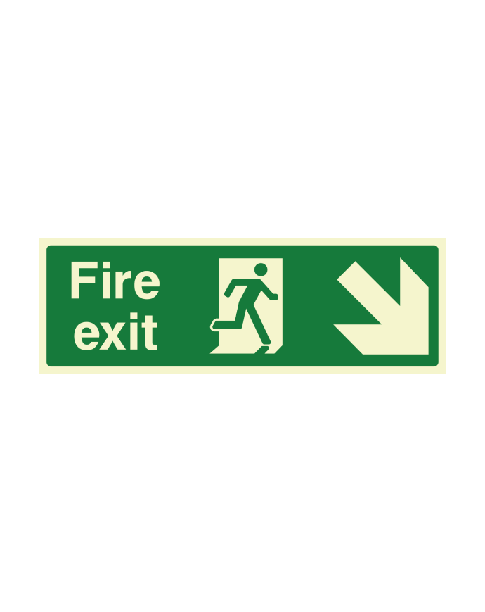 Down Right Direction Fire Exit Sign