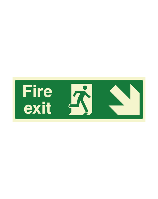 Down Right Direction Fire Exit Sign