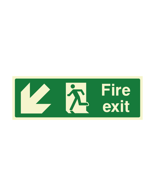 Down Left Direction Fire Exit Sign